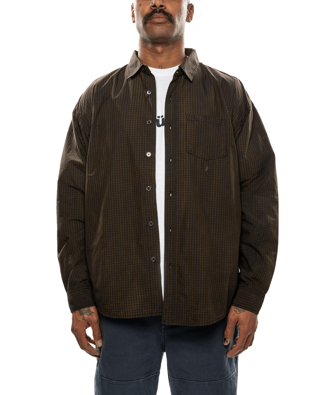 トップス STUSSY CLASSIC LS SHIRT SPRAYED Stüssy: Men's Classic Ls Shirt Sprayed (Blue) | DSMNY E-SHOP