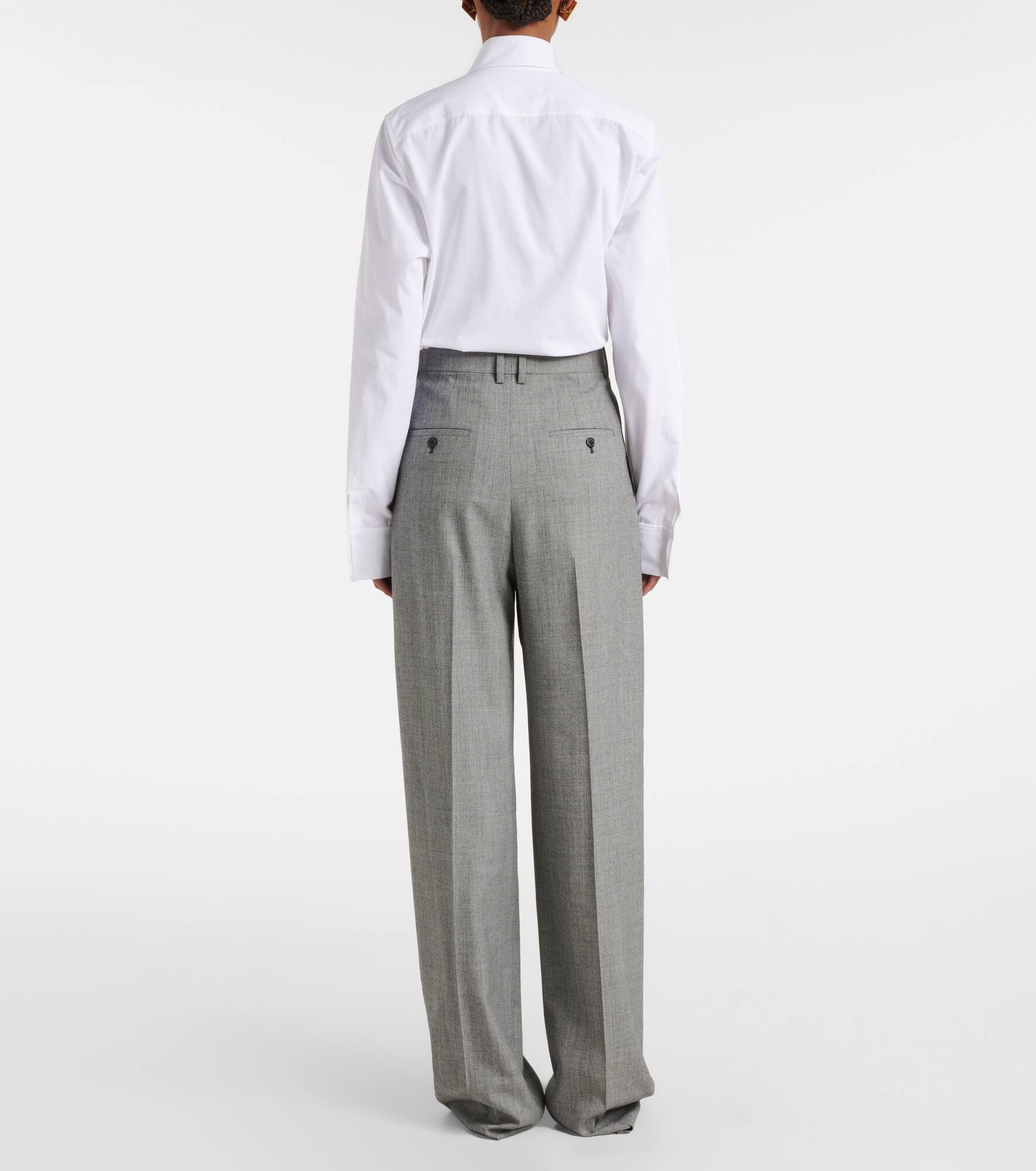 High-rise wool twill wide-leg pants - 3