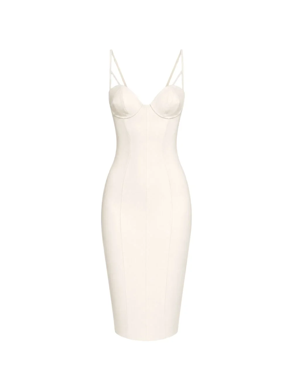 lace-up sweetheart-neck midi dress - 1
