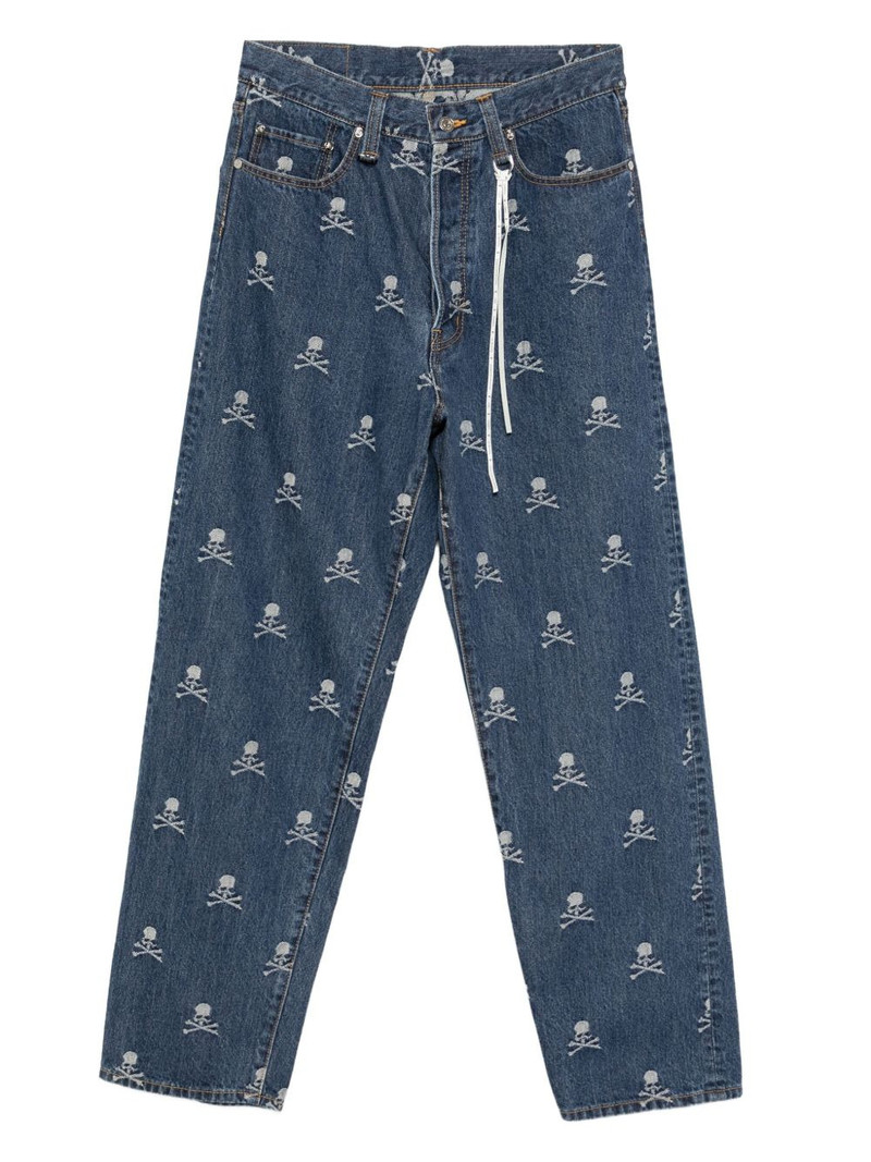 logo-embroidered jeans 1