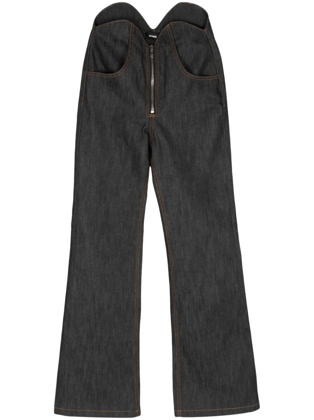 uneven thigh-rise wide-leg jeans - 1