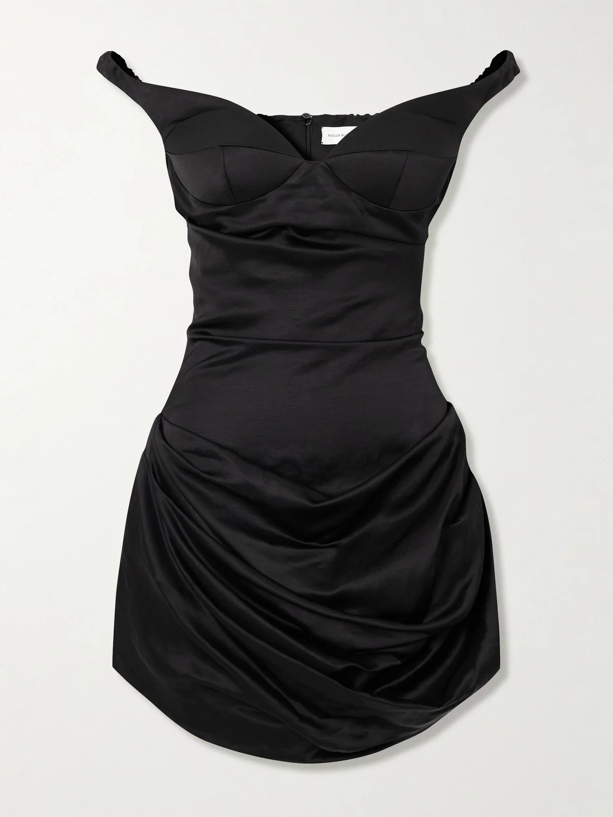 Off-the-shoulder Ruched Satin Dress - 1