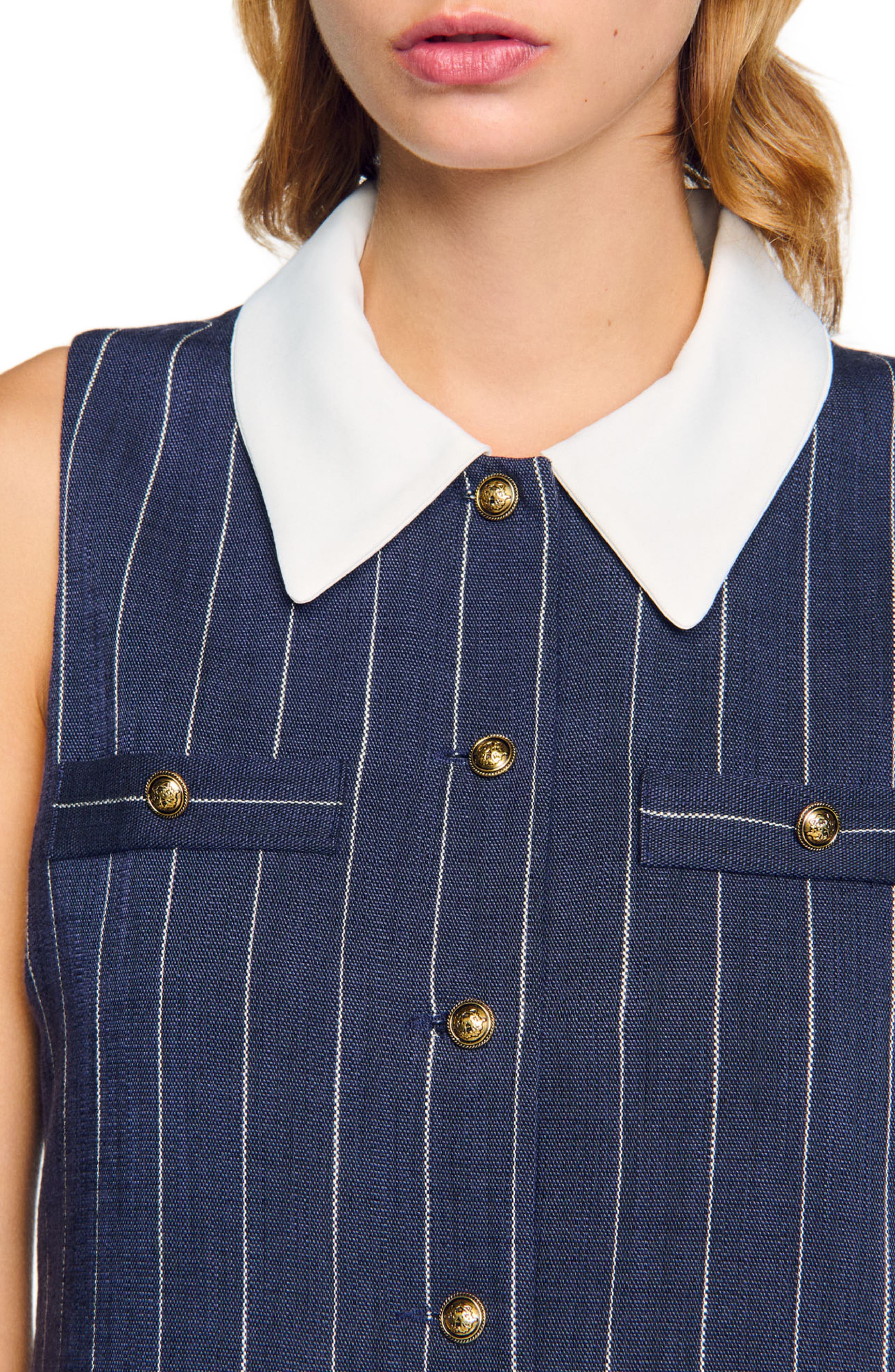 SANDRO Mini striped dress in Navy /Ecru at Nordstrom - 4
