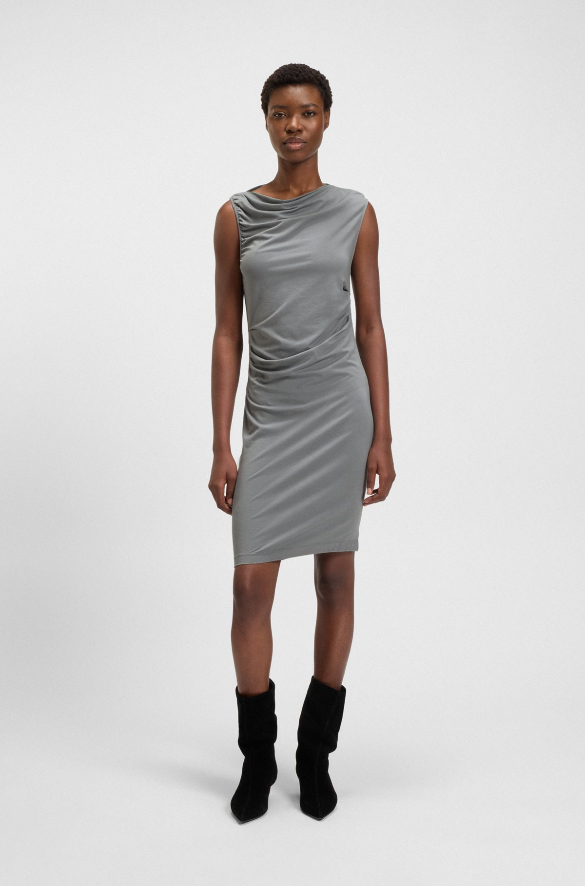 DRESS WITH ASYMMETRIC NECKLINE - 2