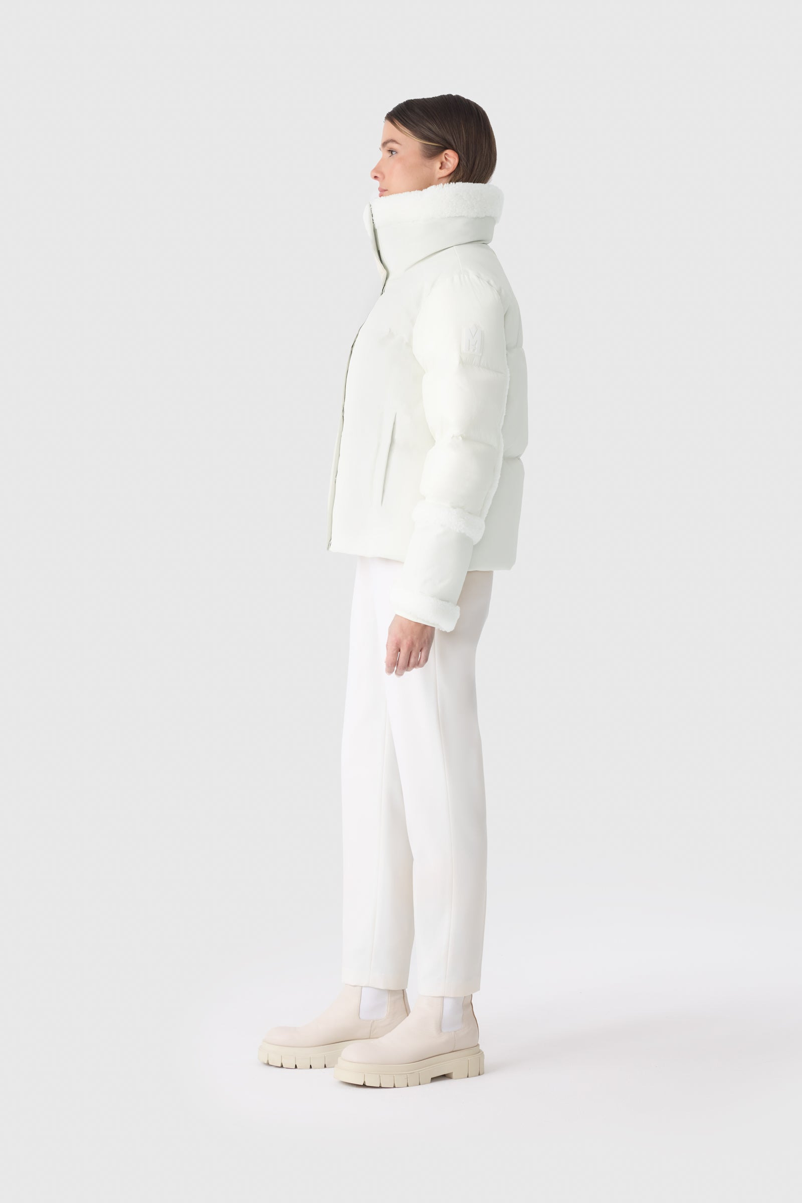 LYDANA Down Jacket With Shearling Trim and Removable Bib - 3