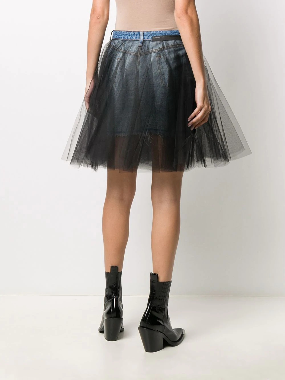 tulle-overlay skirt - 4