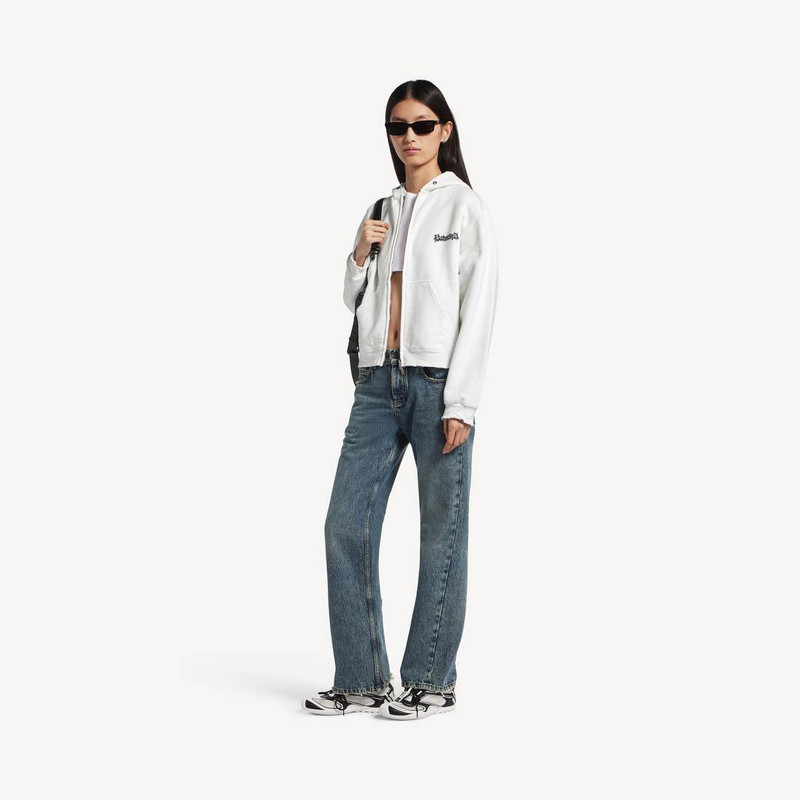 BALENCIAGA Women's Salon De Couture Zip-up Hoodie Regular Fit in White outlook