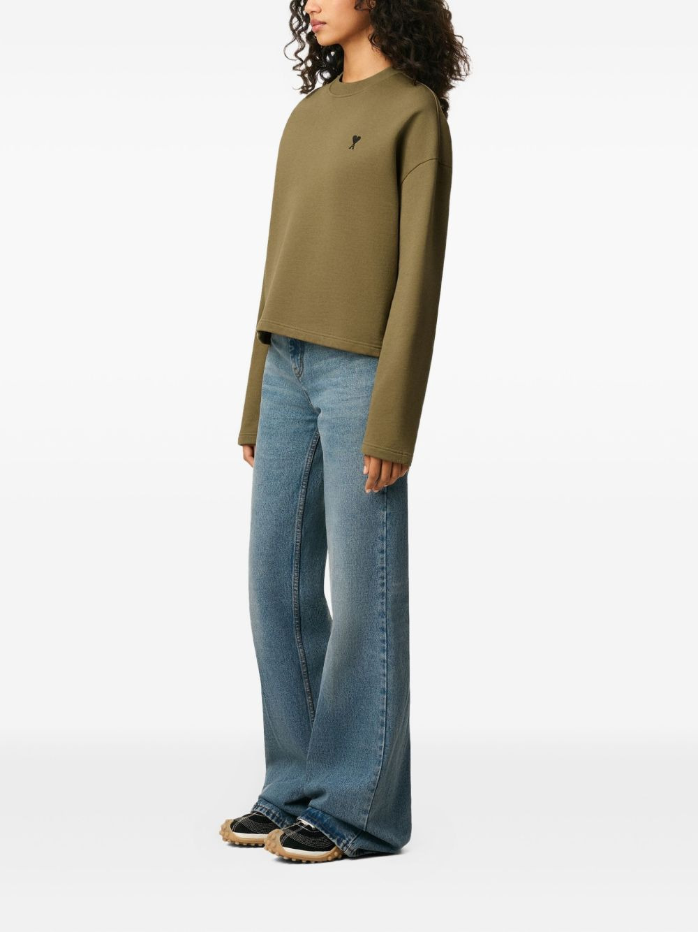 heart-embroidered cotton sweatshirt - 3