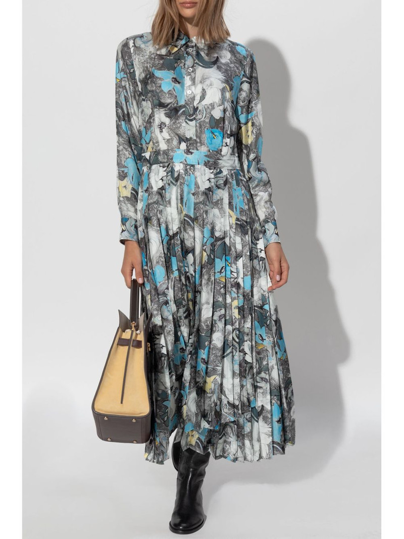 TORY BURCH printed pleated midi dress outlook