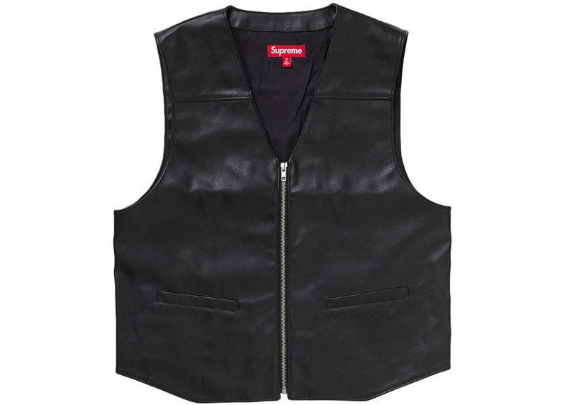 Supreme Supreme Toy Machine Faux Leather Vest Black outlook