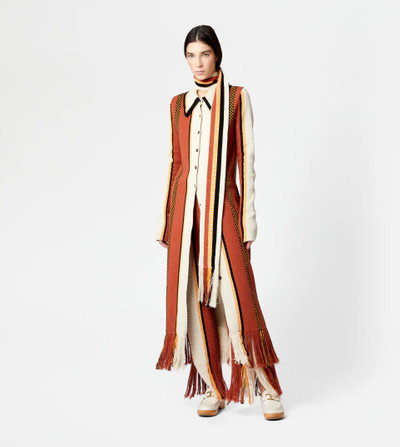 Tod's MAXI CARDIGAN IN COTTON WITH FRINGES - OFF WHITE, ORANGE, YELLOW outlook