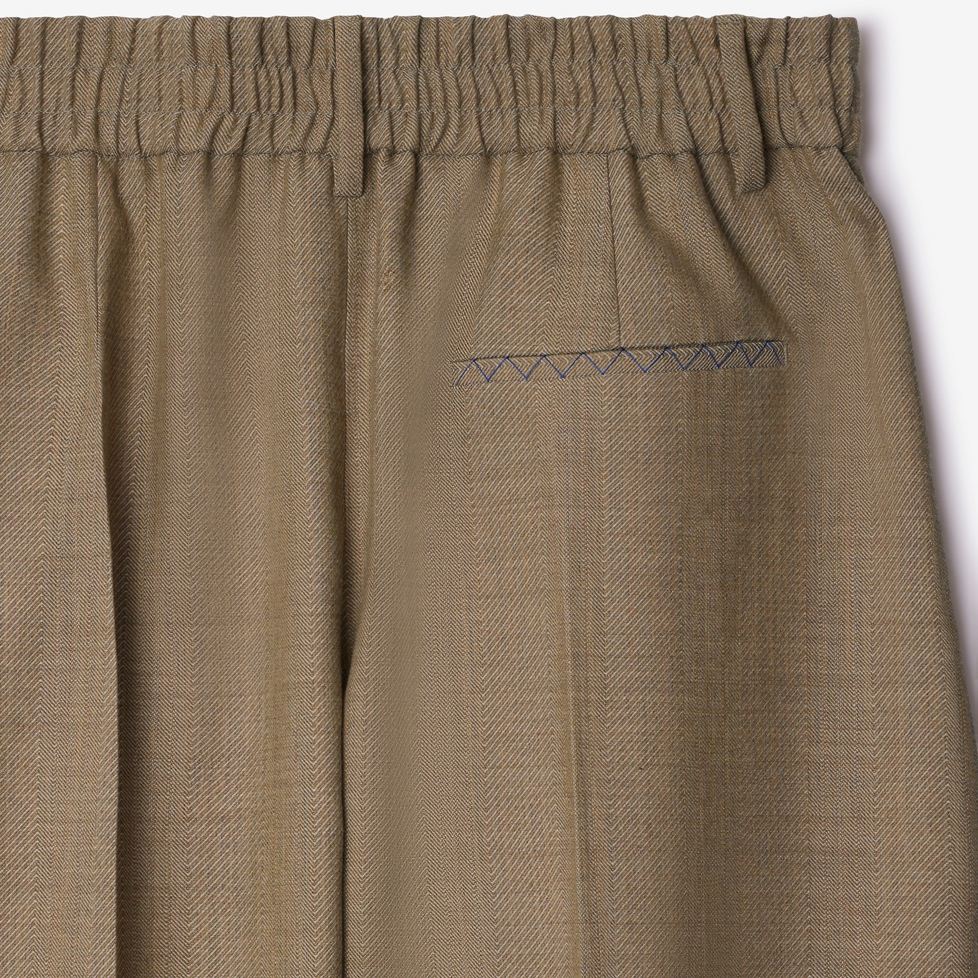 Herringbone Wool Tailored Trousers - 7