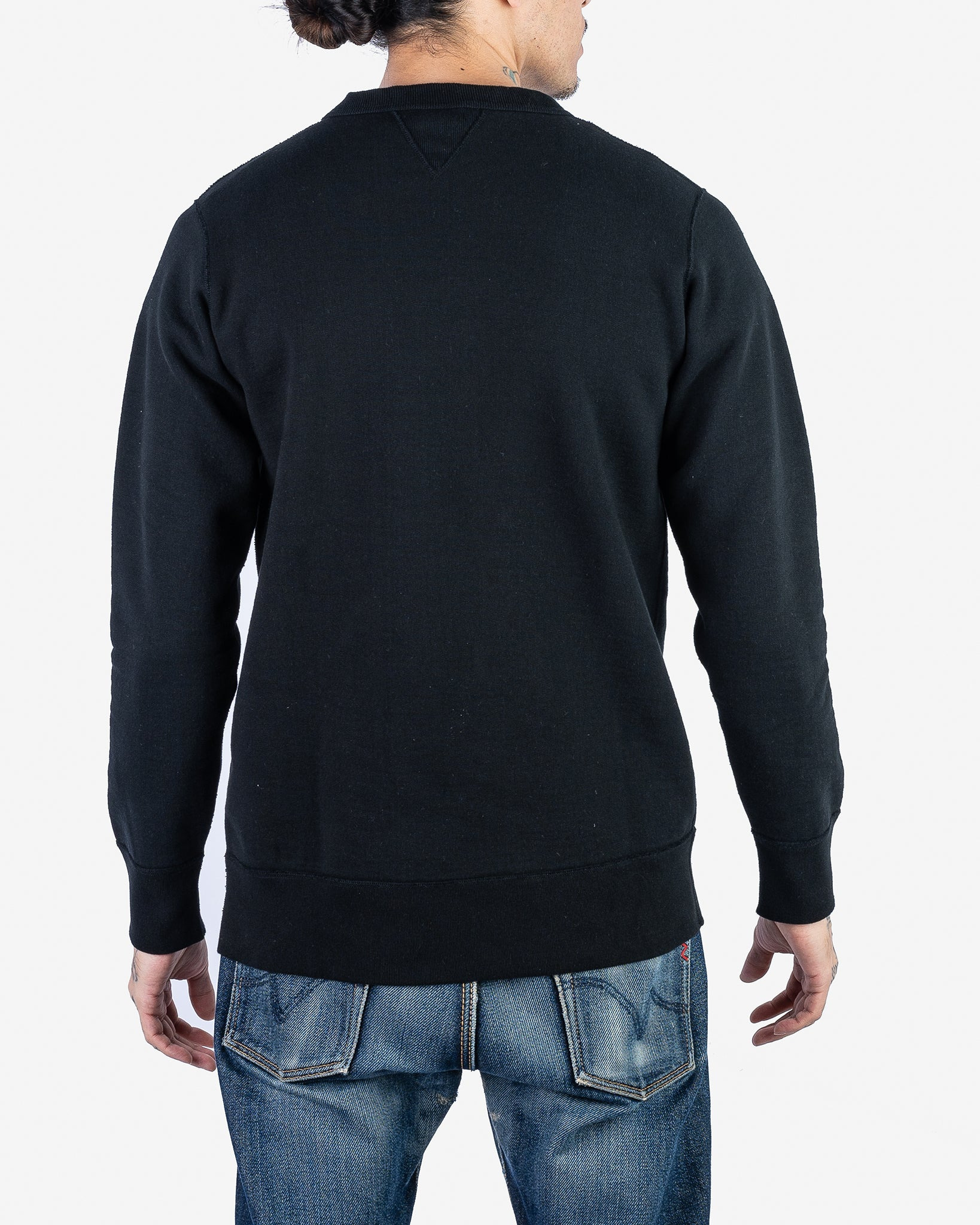 IHSW-69L-BLK 14oz Ultra Heavyweight Loopwheel Cotton Crew Neck Sweat - Black - 3