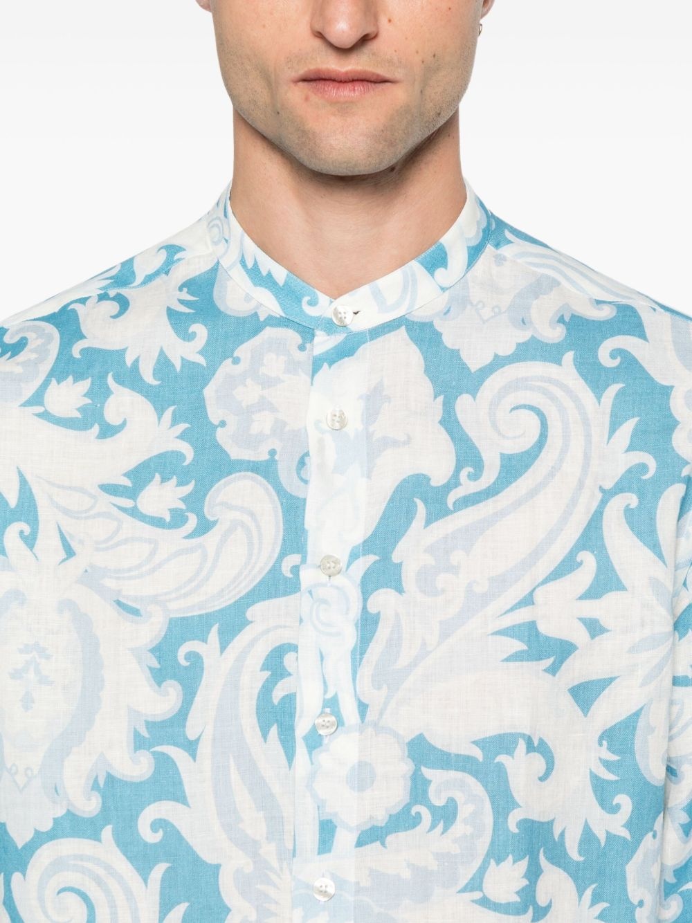 paisley-print linen shirt - 5