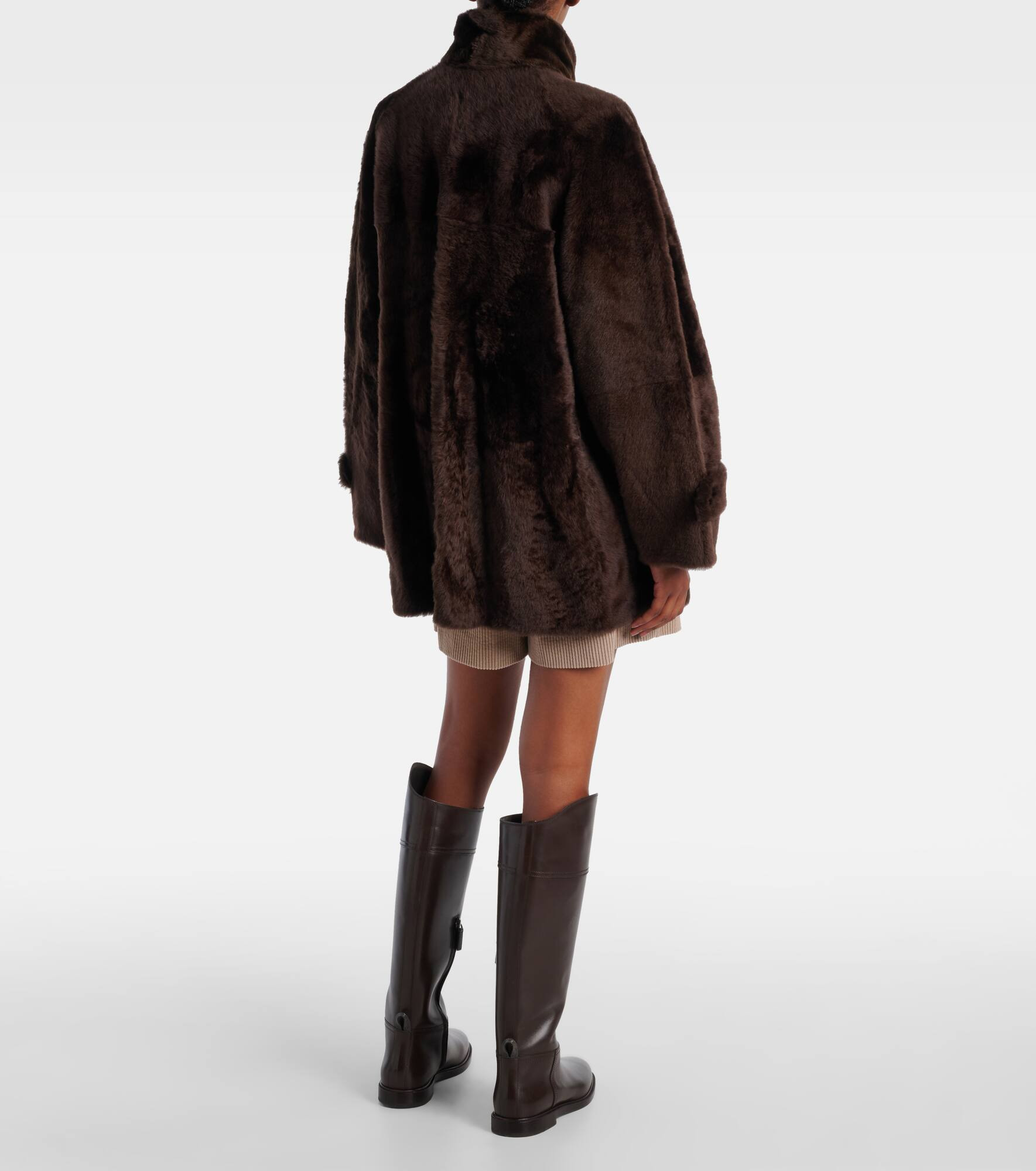 Double-breasted shearling jacket - 3
