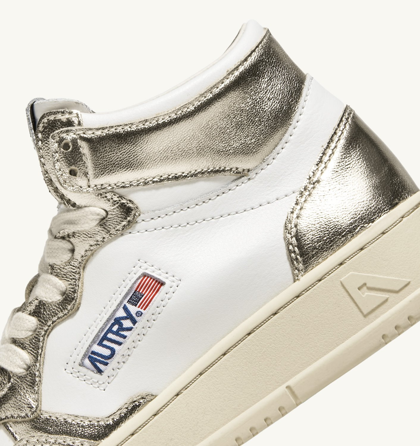 MEDALIST MID BICOLOR SNEAKERS IN WHITE AND PLATINUM LEATHER - 6