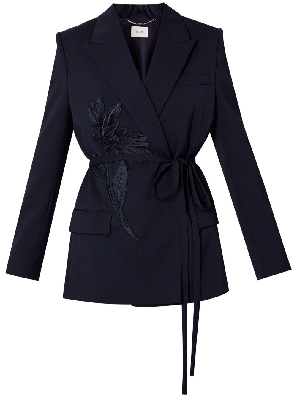 double-breasted belted blazer - 1