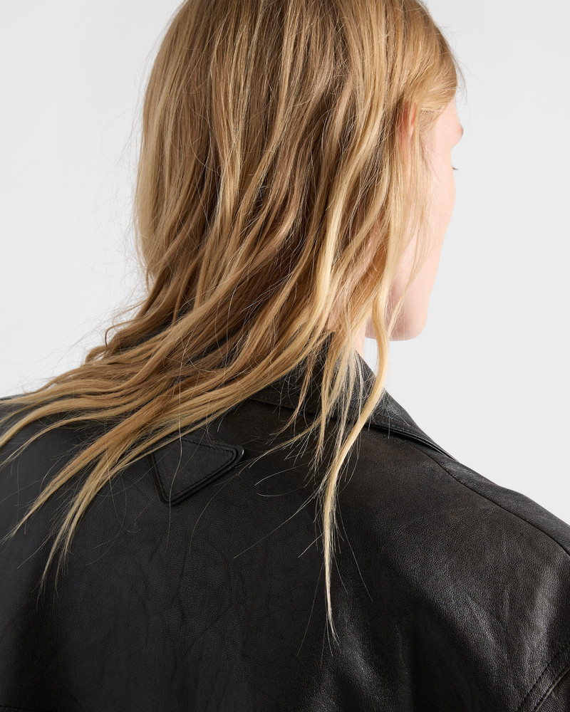 Double-breasted nappa leather caban jacket 3