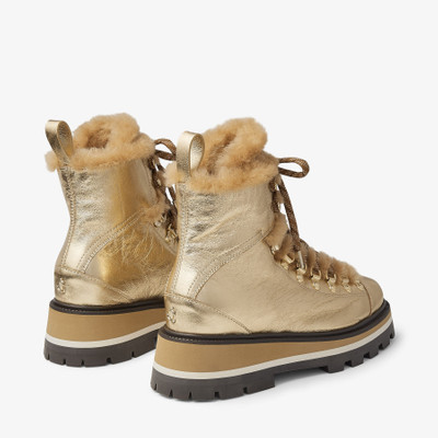 JIMMY CHOO Chike Shearling
Gold Metallic Nappa Ankle Boots with Shearling Trim outlook