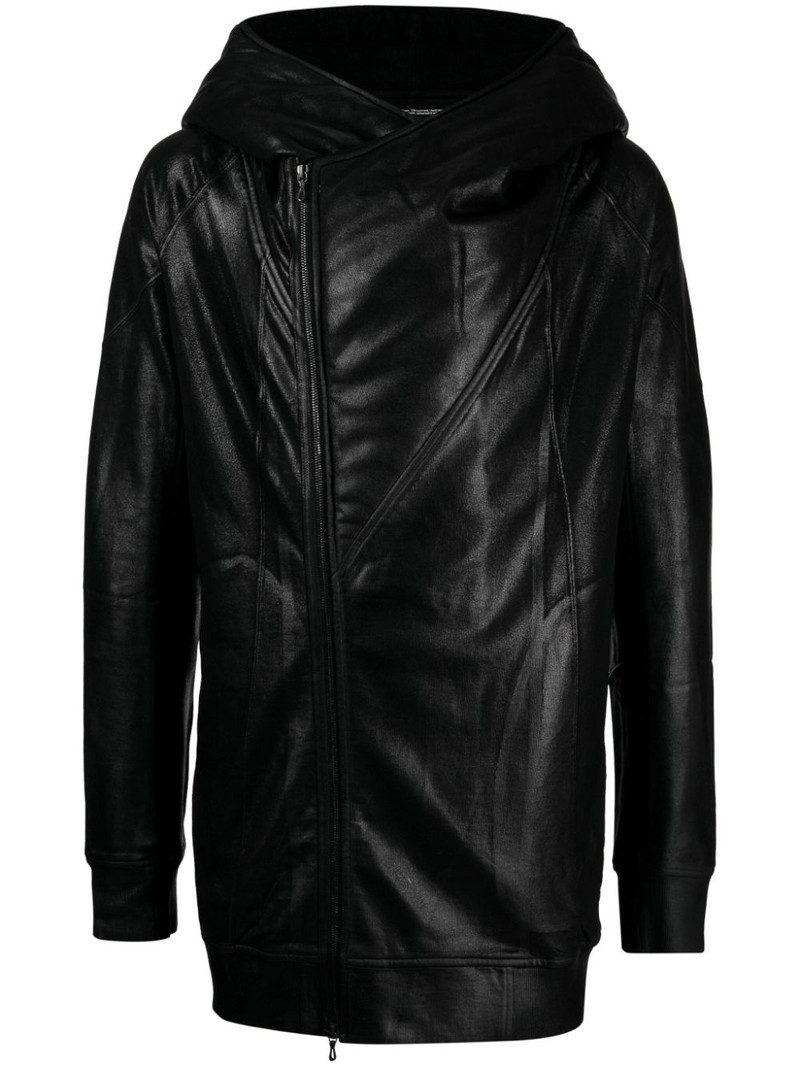 off-centre faux-leather jacket 1