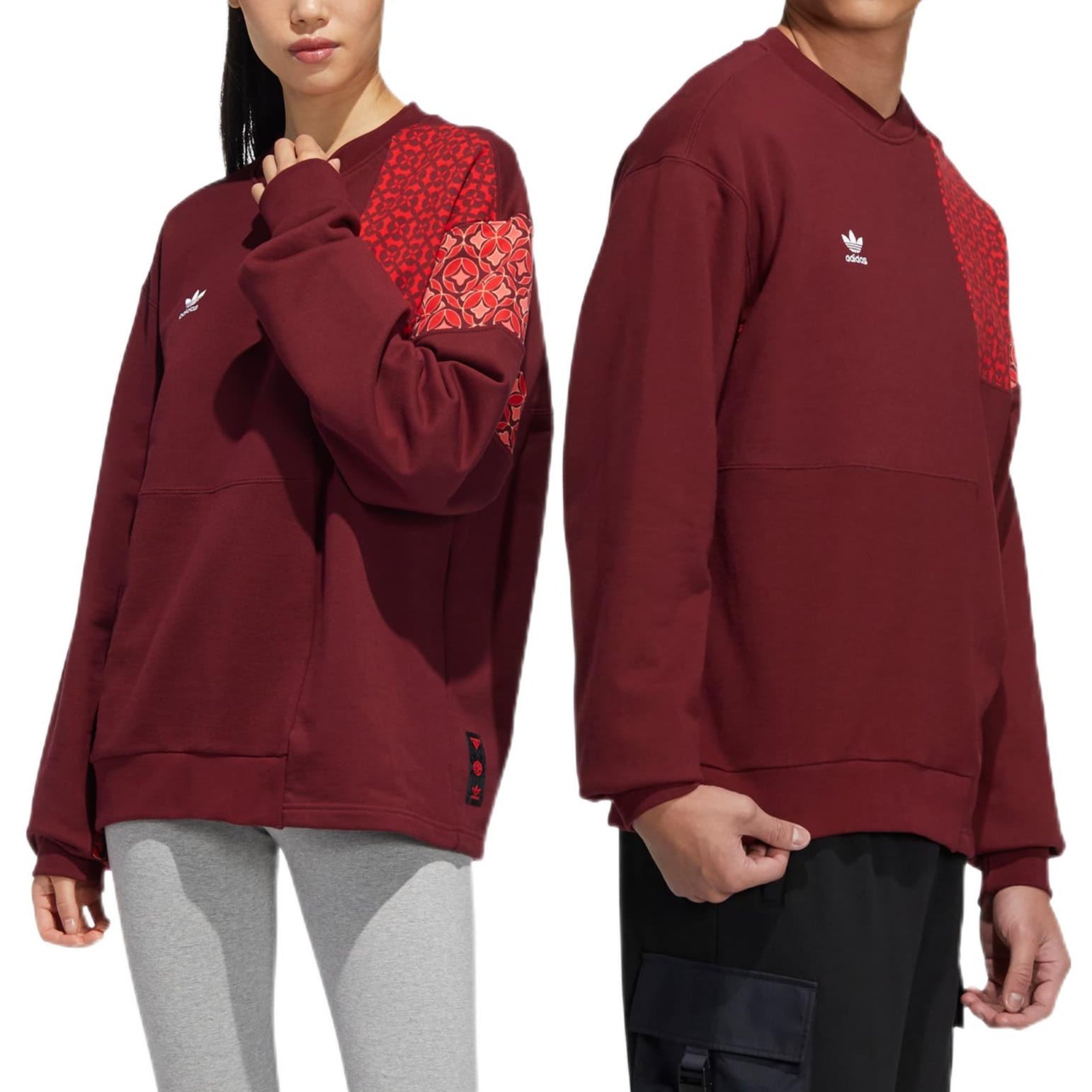 adidas originals CNY Limited Pattern Printing Sports Round Neck Pullover Brown Red HC0564 - 3