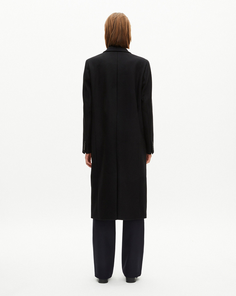 LONG BLACK WOOL DOUBLE-BREASTED COAT 4