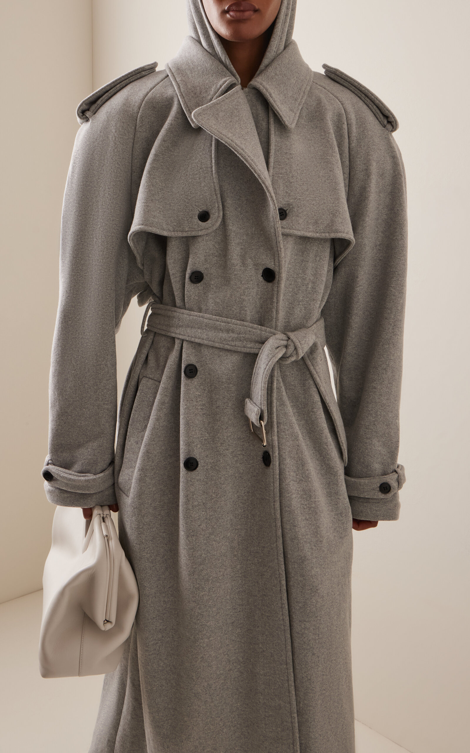 Hooded Jersey Trench Coat grey - 3