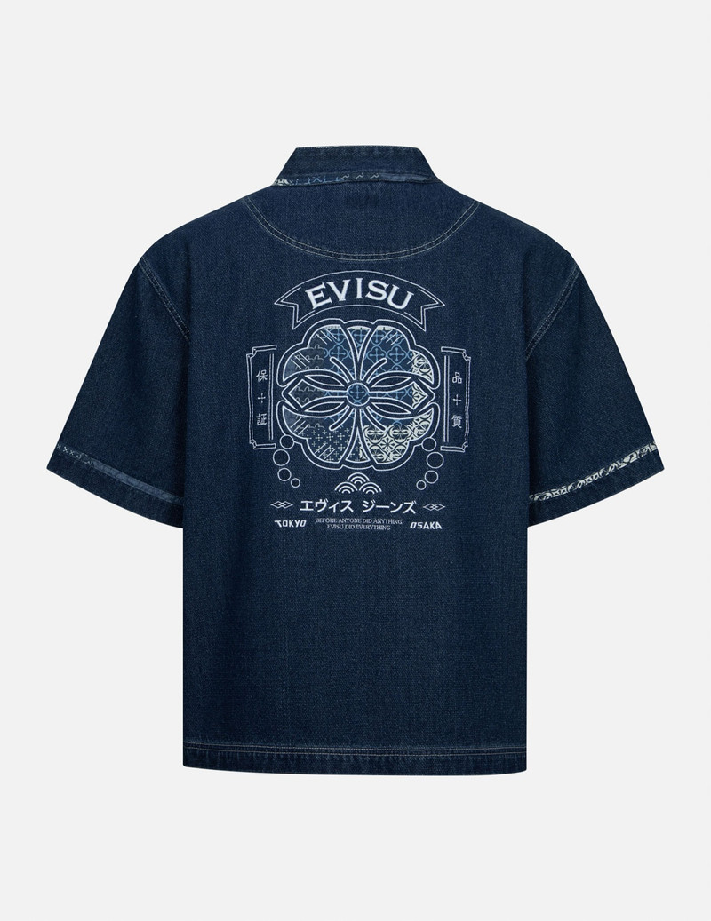EVISU KAMON APPLIQUÉ EMBROIDERY LOOSE FIT DENIM KIMONO outlook
