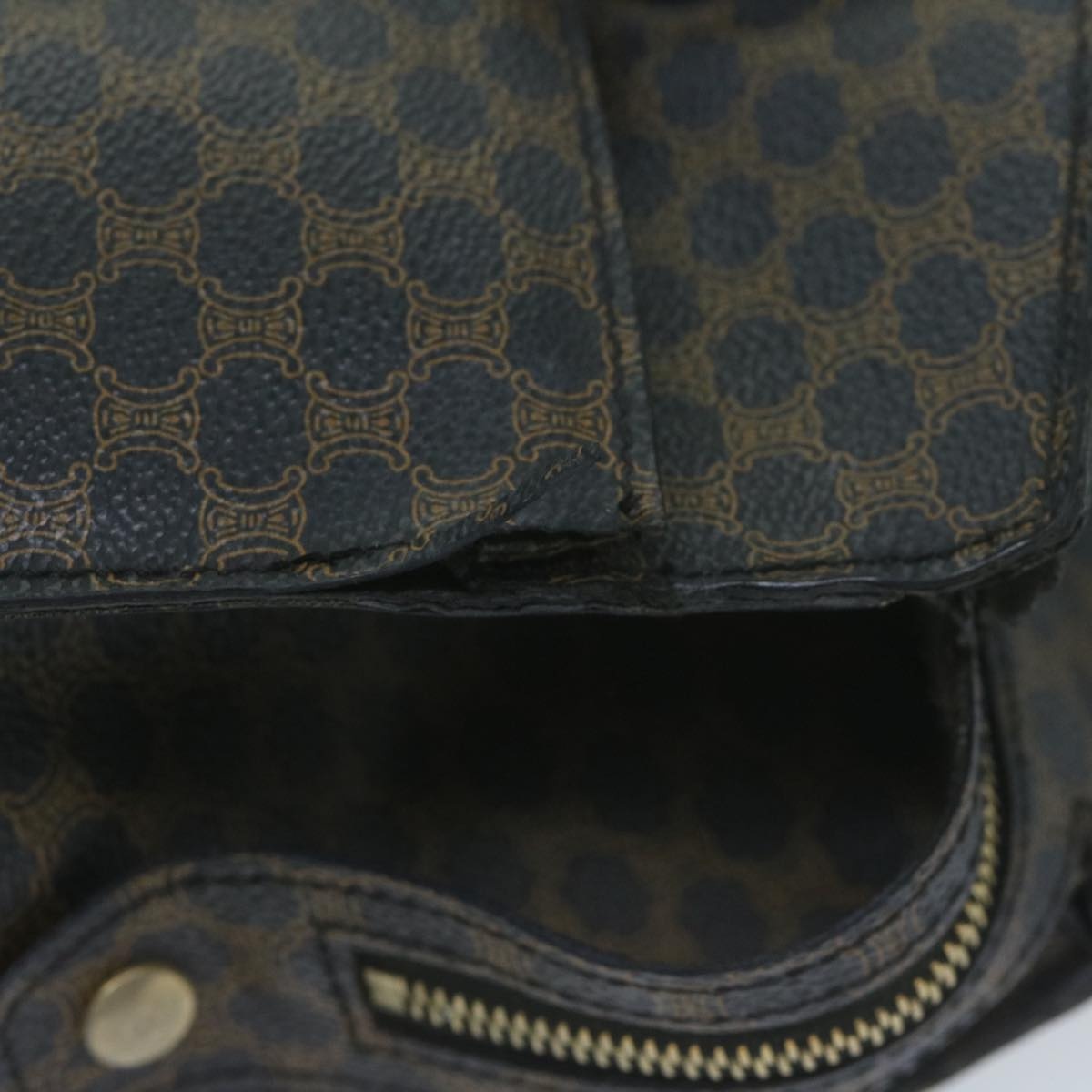 CELINE Macadam Canvas Hand Bag Pvc Brown Black - 7