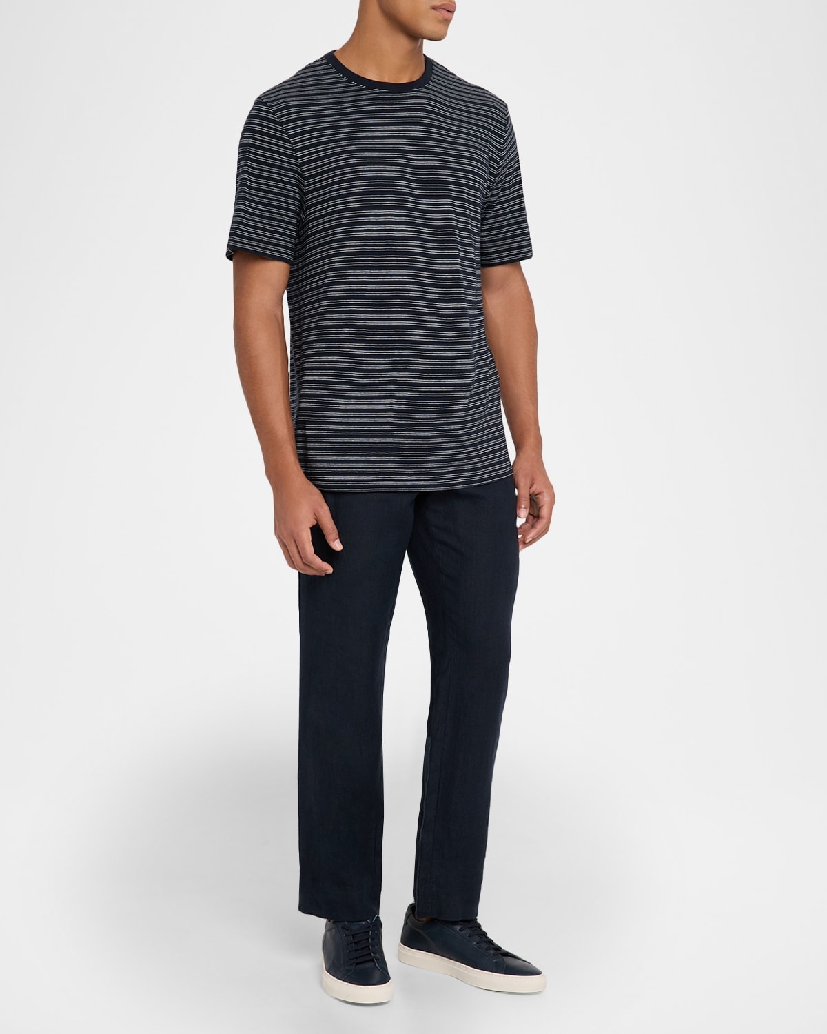 Men's Cotton Thin Stripe Crewneck T-Shirt - 2