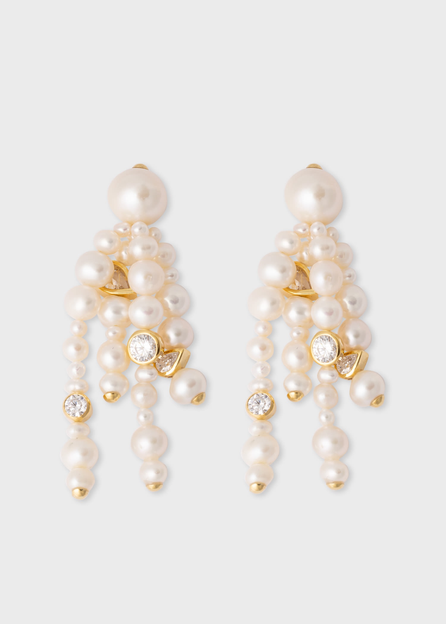 Pearl and Zirconia Gold Vermeil Earrings by Completedworks - 1