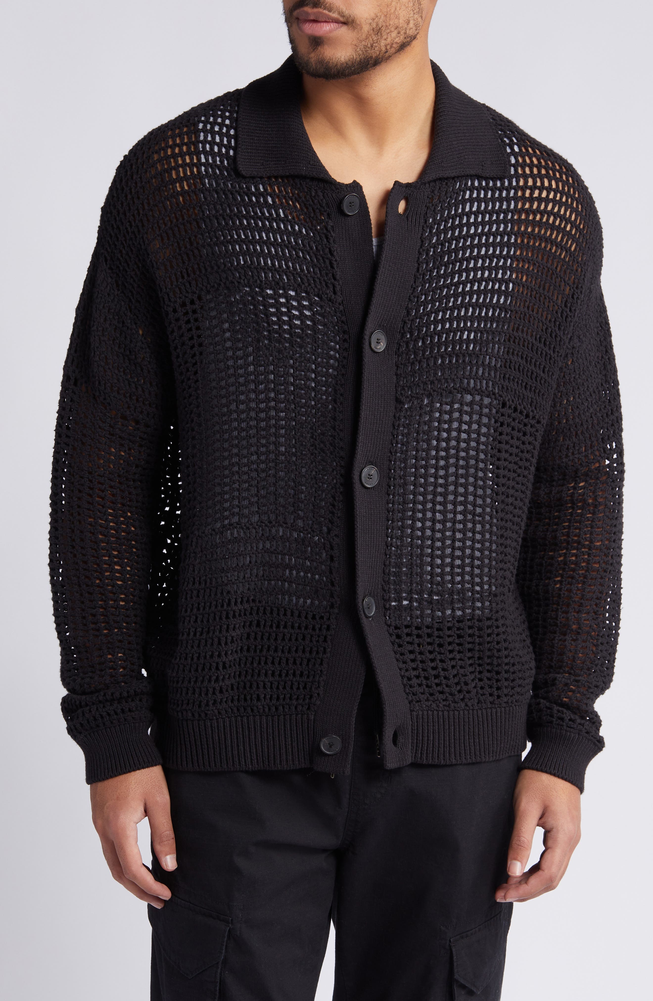 Mixed Open Stitch Cotton Cardigan - 4