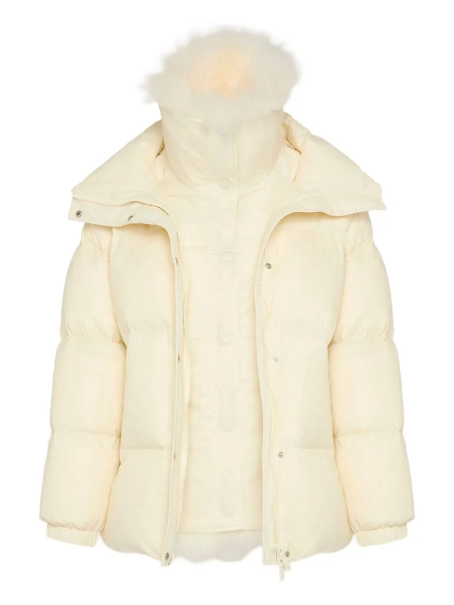 Yves Salomon Ys Army Collection: Mid-Length Down Jacket With Removable Bib And Lambswool Trim Clothi - 1