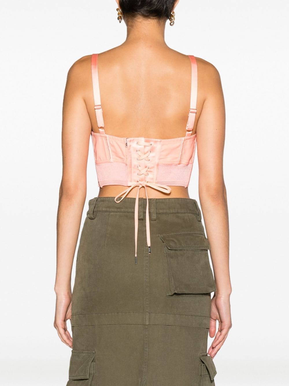 lace-up satin top - 4