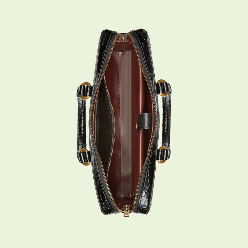 Crocodile trim briefcase with Double G 8