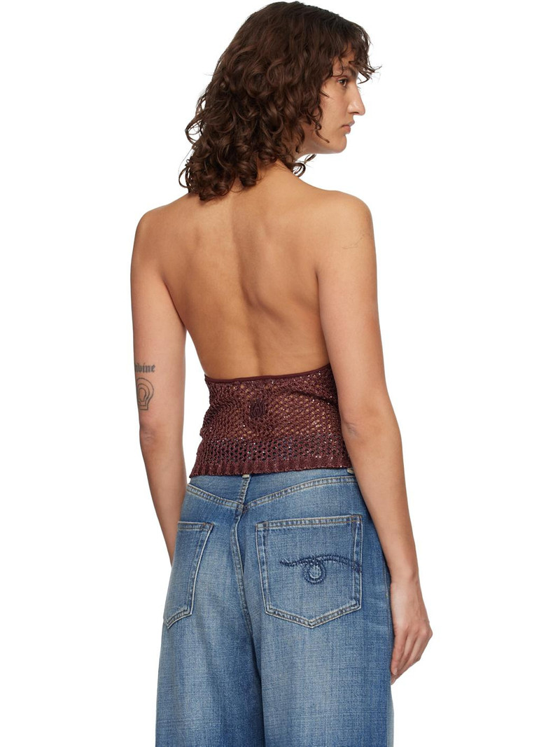Burgundy Floral Crochet Open Back Tank Top 3