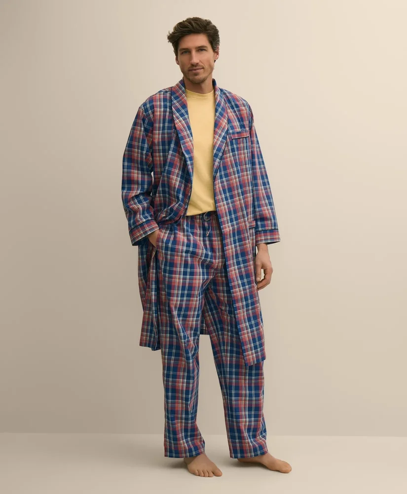 Cotton Broadcloth Madras Robe - 1