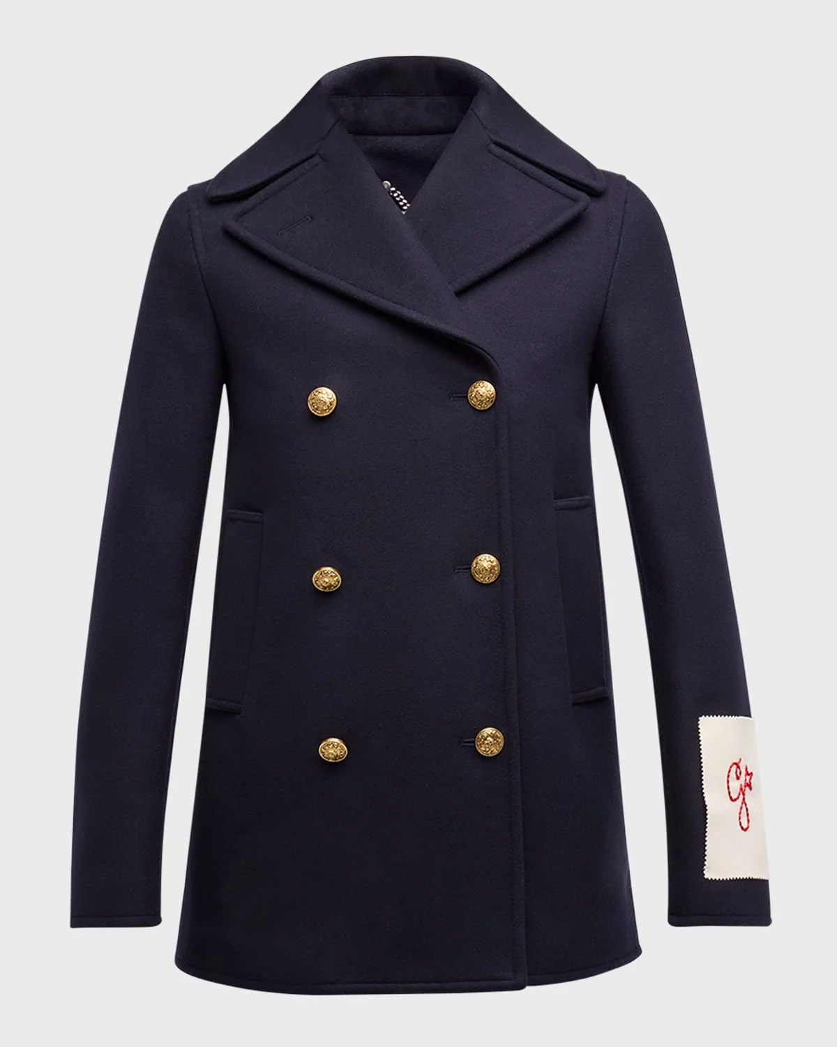 Wool Double-Breasted Button Peacoat - 1
