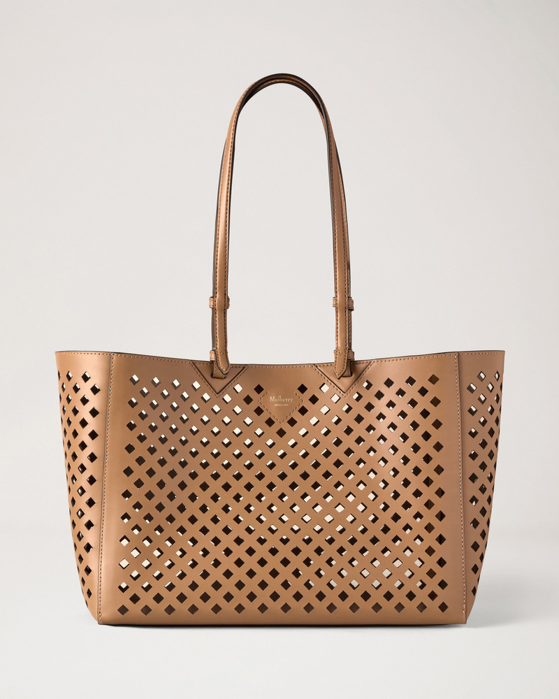 Perforated Tote Toffee Perforated Leather 6