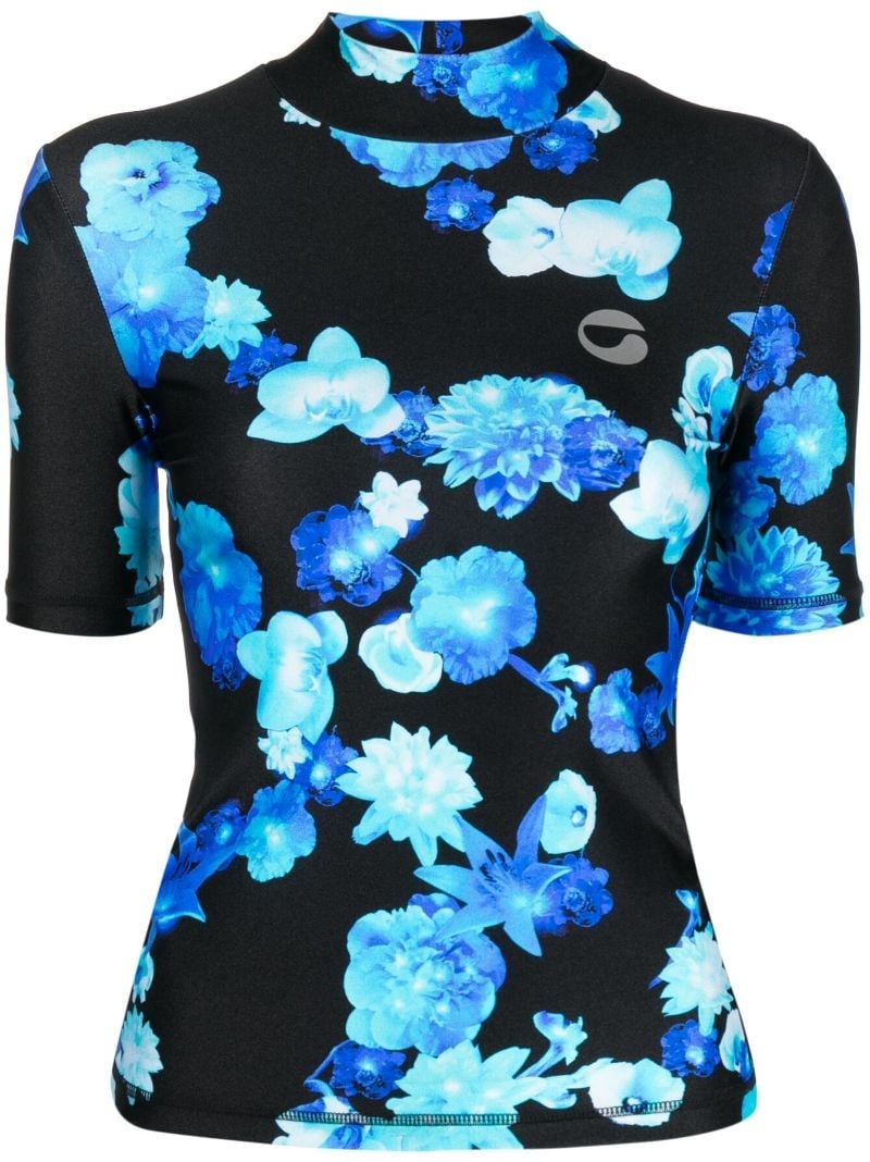 floral-print short-sleeve top - 1