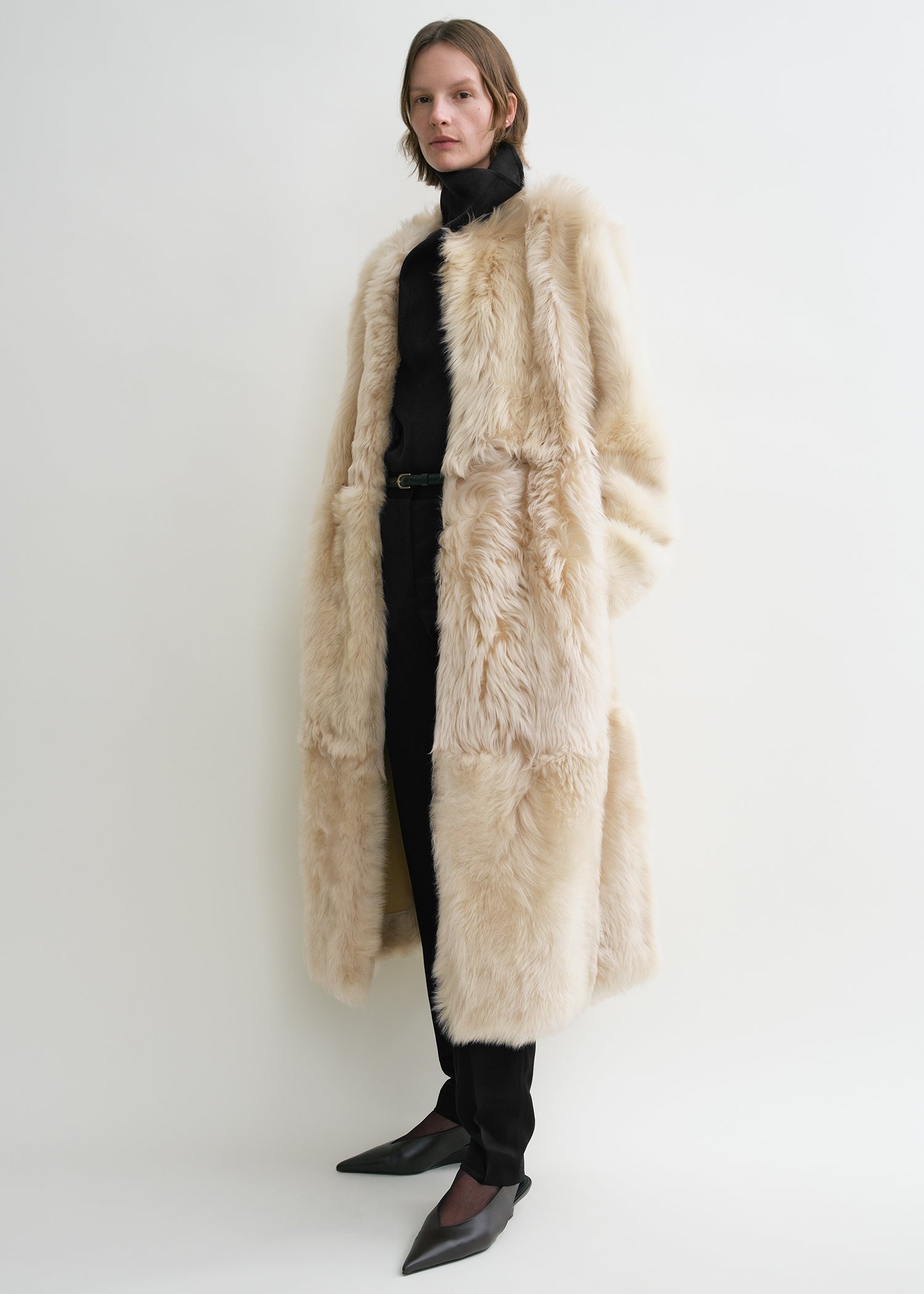 Silky shearling coat eggnog - 3