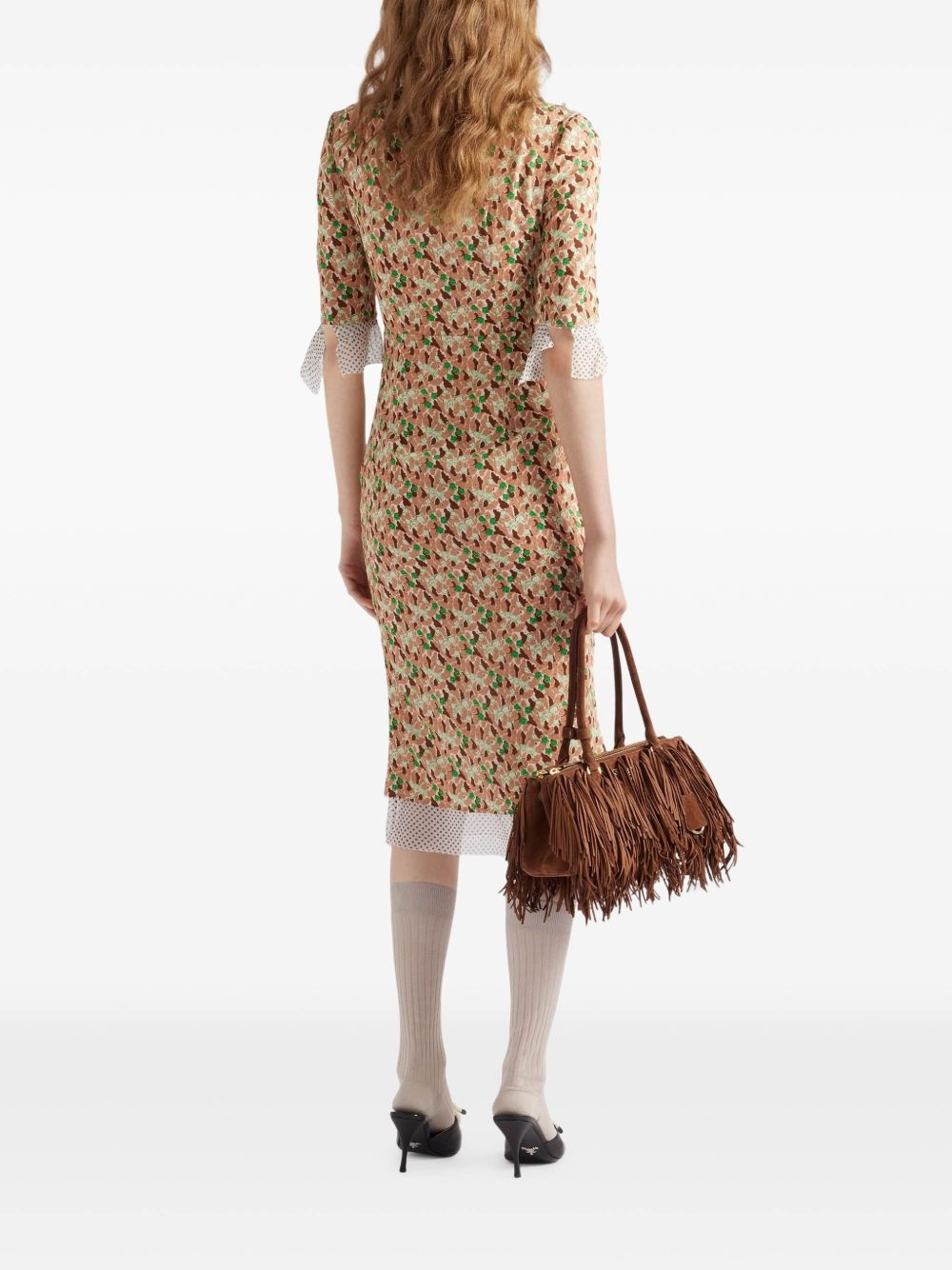 printed georgette midi dress - 3