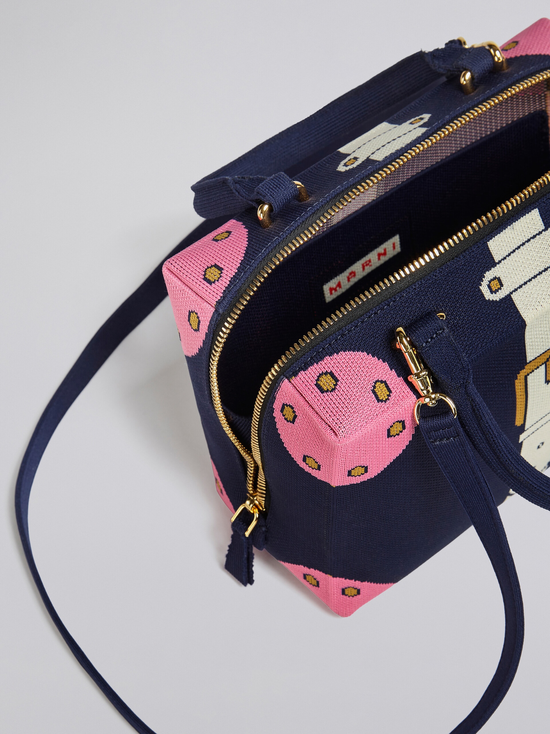 CUBIC BAG IN BLUE TROMPE-L'ŒIL JACQUARD - 4