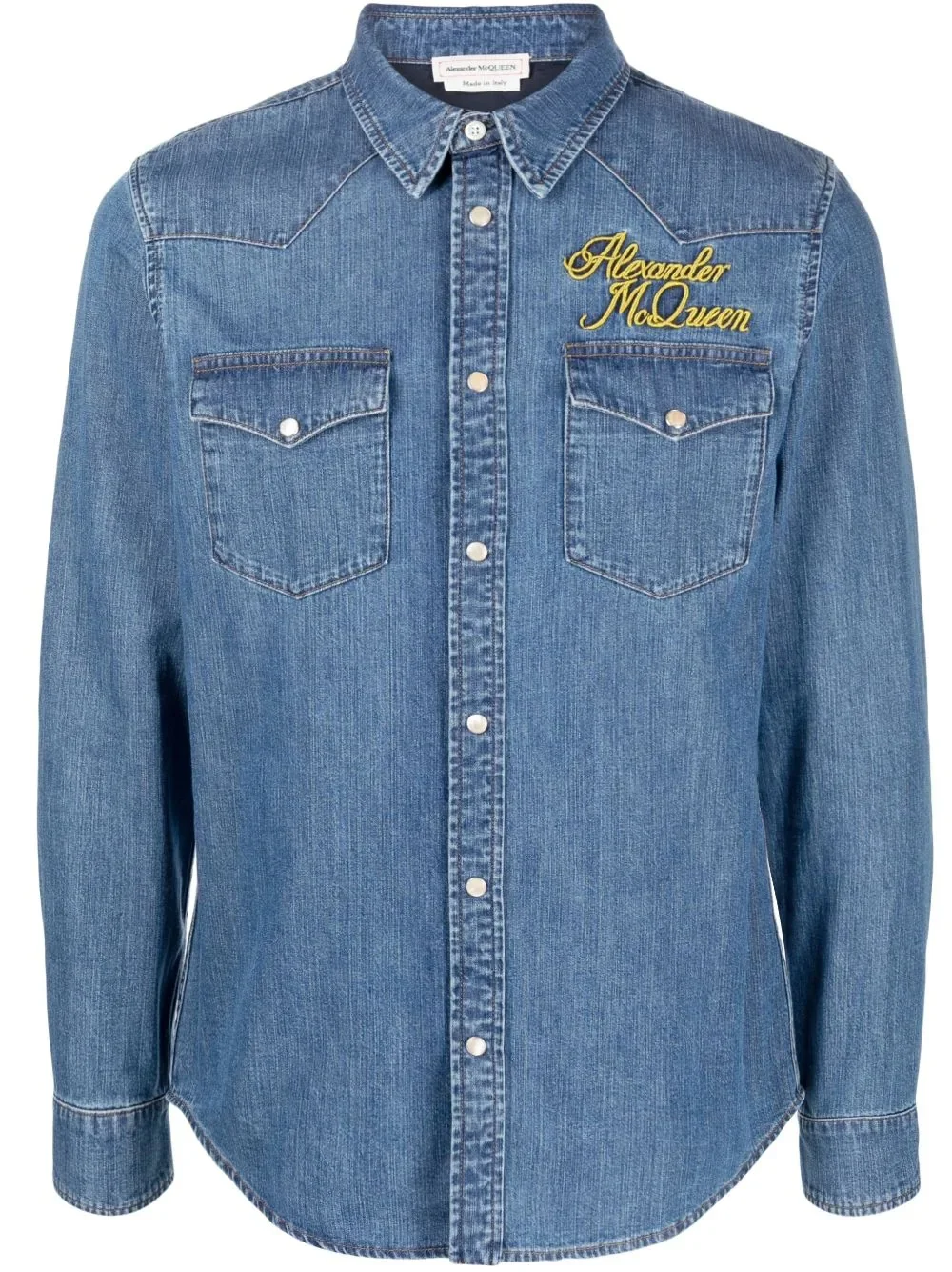 logo-embroidered denim shirt - 1