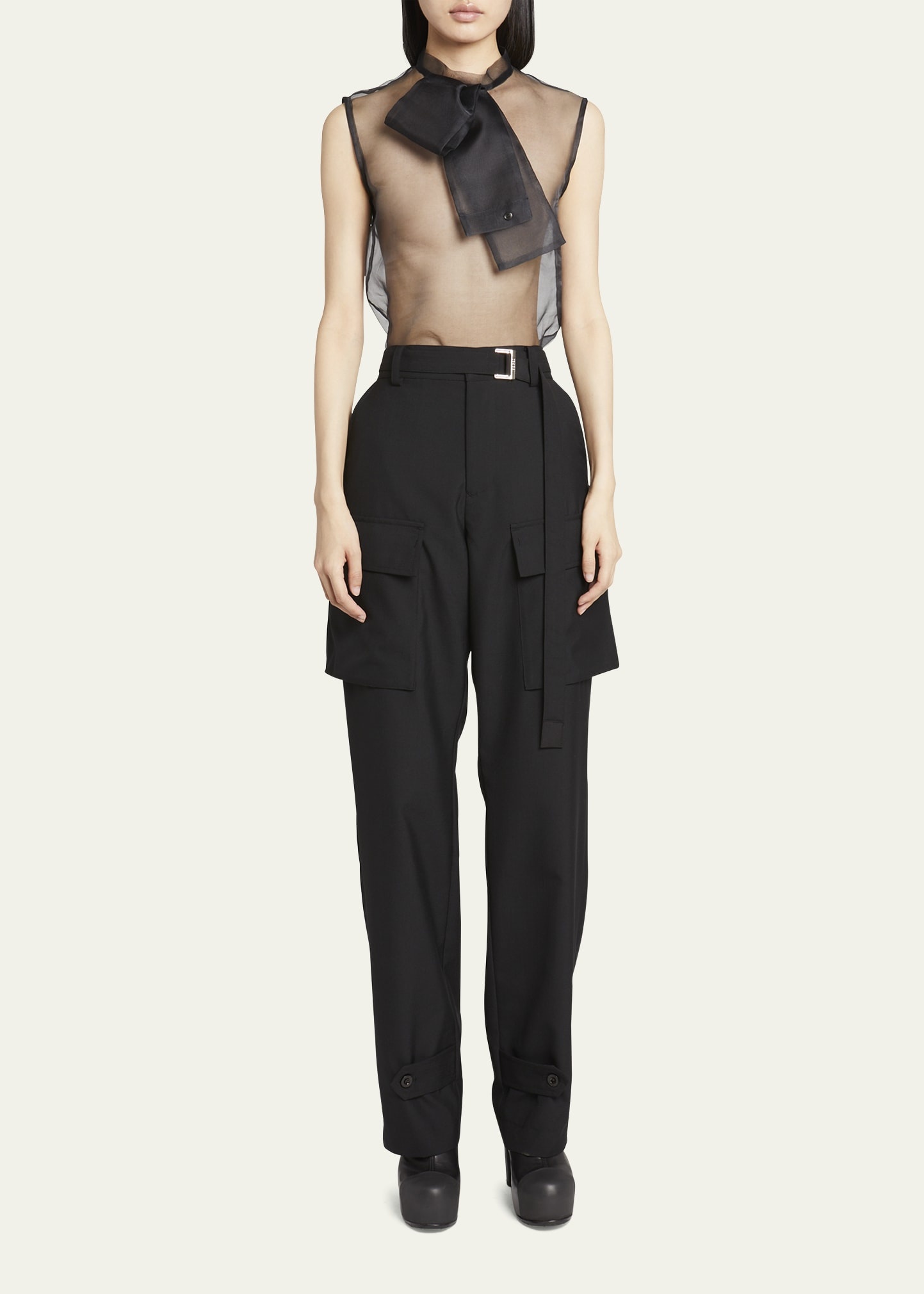 Belted Wool Cargo Trousers - 2