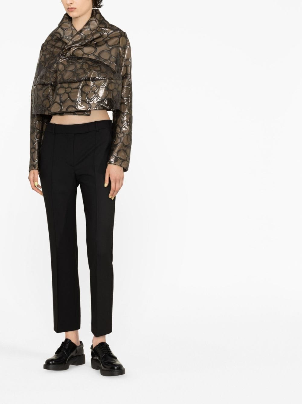 floral-print cropped jacket - 4