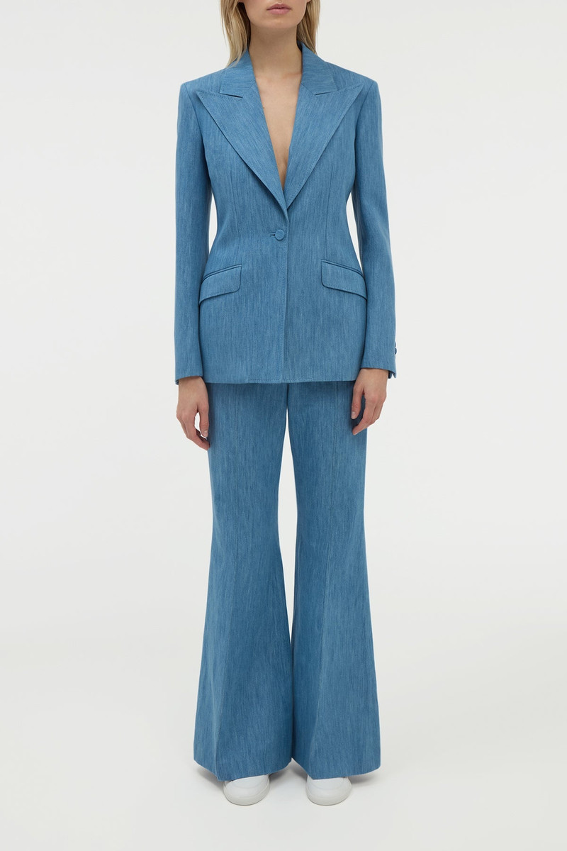 GABRIELA HEARST Leiva Blazer in Medium Blue Recycled Cotton Linen Denim outlook
