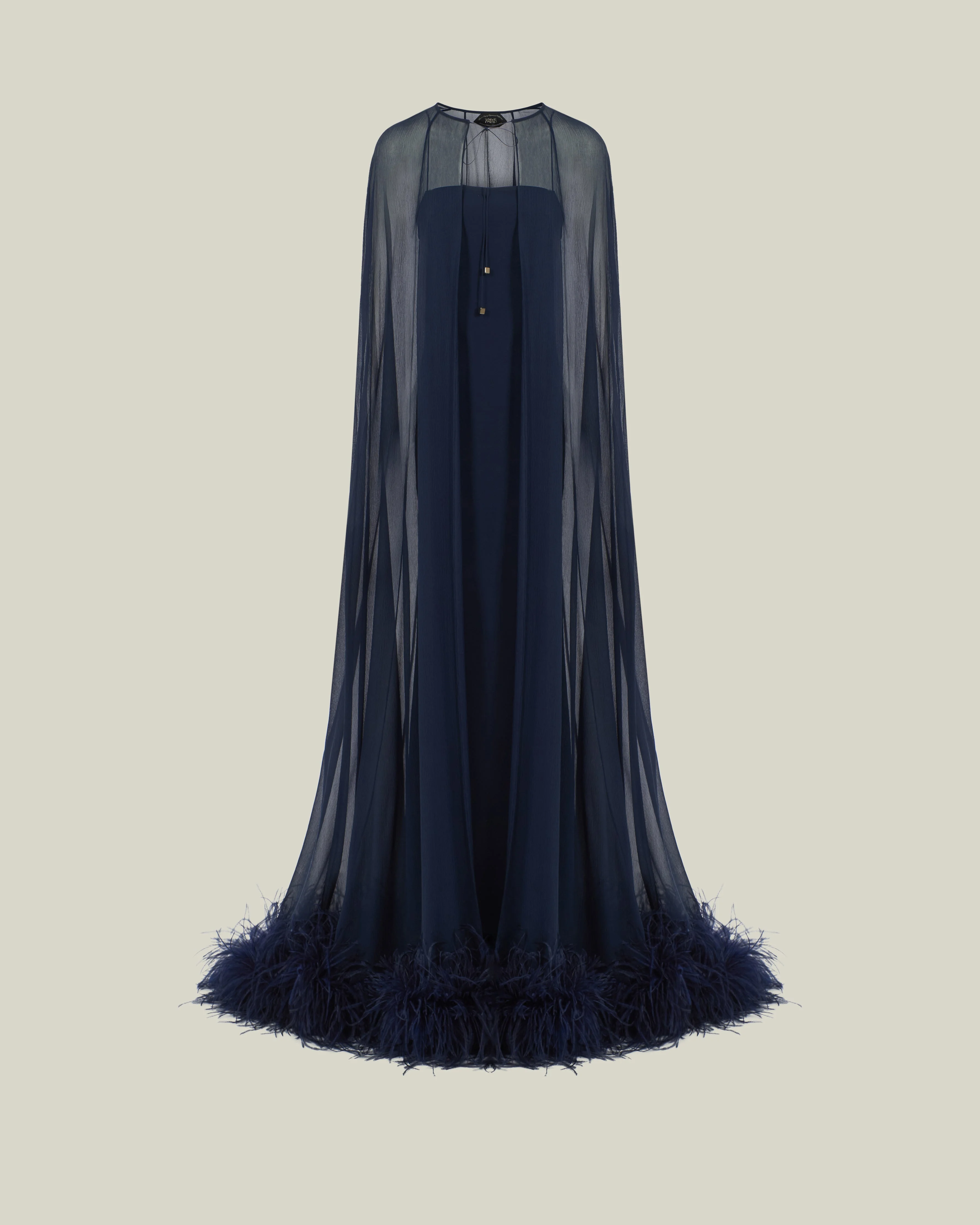 Grace Cape Dress in Midnight Blue - 1