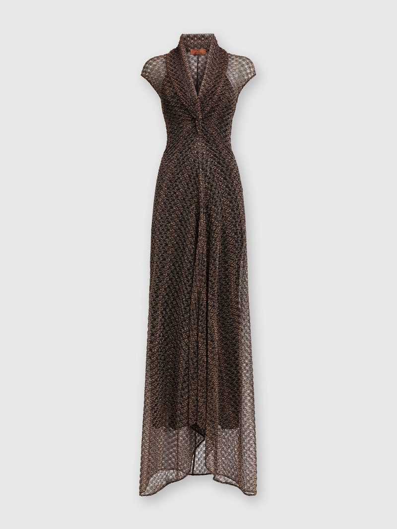 Long lamé lace dress with torchon neckline 1