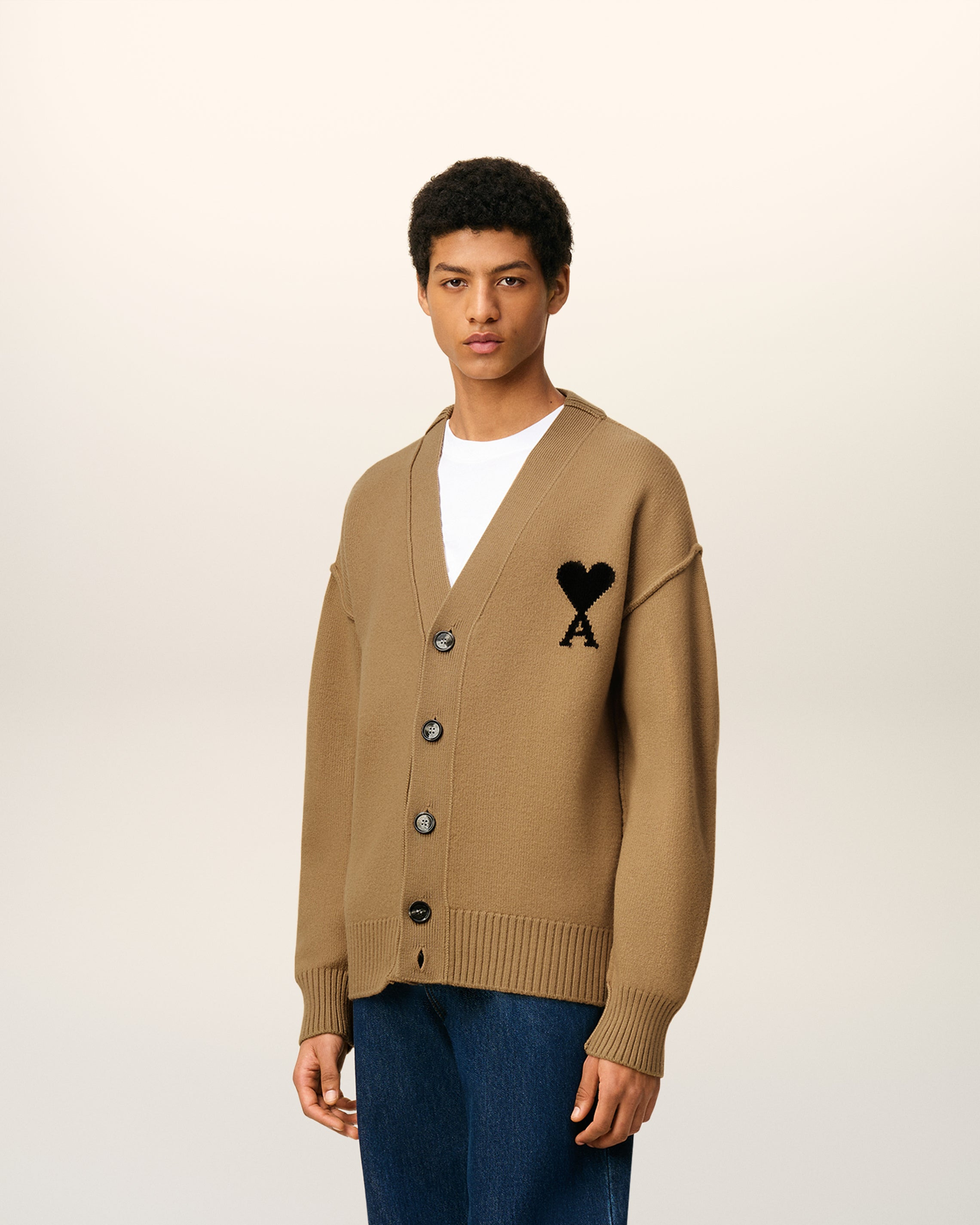 BROWN WOOL AMI DE COEUR CARDIGAN - 16